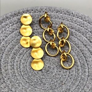 Modernist 3 discs & links curated bundle 2 long dangle drop earrings gold tone.